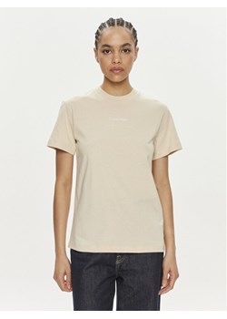 Calvin Klein T-Shirt Multi Logo K20K207215 Beżowy Regular Fit ze sklepu MODIVO w kategorii Bluzki damskie - zdjęcie 181075087