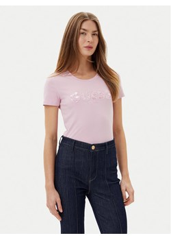 Guess T-Shirt W5GI17 J1314 Różowy Slim Fit ze sklepu MODIVO w kategorii Bluzki damskie - zdjęcie 181075846