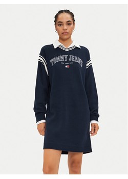 Tommy Jeans Sukienka dzianinowa Varsity DW0DW19807 Granatowy Regular Fit ze sklepu MODIVO w kategorii Sukienki - zdjęcie 181075956
