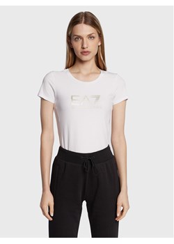 EA7 Emporio Armani T-Shirt 8NTT66 TJFKZ 0101 Biały Slim Fit ze sklepu MODIVO w kategorii Bluzki damskie - zdjęcie 181076627
