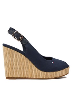 Tommy Hilfiger Sandały Iconic Elena Sling Back Wedge FW0FW04789 Granatowy ze sklepu MODIVO w kategorii Sandały damskie - zdjęcie 181077268