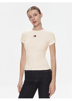 Tommy Jeans T-Shirt Badge DW0DW17881 Biały Slim Fit ze sklepu MODIVO w kategorii Bluzki damskie - zdjęcie 181079445