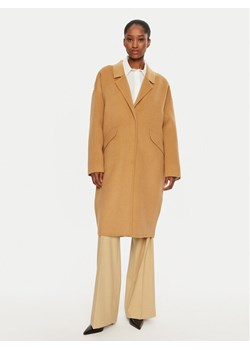 United Colors Of Benetton Płaszcz wełniany 28F7DN06B Beżowy Regular Fit ze sklepu MODIVO w kategorii Płaszcze damskie - zdjęcie 181079857