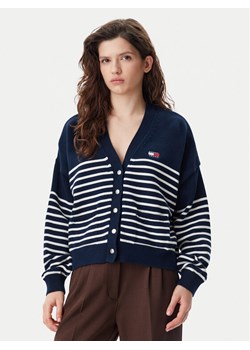 Tommy Jeans Kardigan DW0DW20257 Granatowy Relaxed Fit ze sklepu MODIVO w kategorii Swetry damskie - zdjęcie 181079878