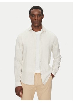 Calvin Klein Jeans Koszula Linen Stripe Slim Shirt K10K109332 Beżowy Regular Fit ze sklepu MODIVO w kategorii Koszule męskie - zdjęcie 181080439