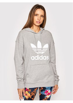 adidas Bluza adicolor Trefoil H33589 Szary Relaxed Fit ze sklepu MODIVO w kategorii Bluzy damskie - zdjęcie 181081257
