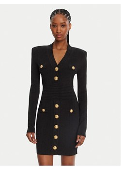 Balmain Sukienka dzianinowa DF1R8059KB07 Czarny Regular Fit ze sklepu MODIVO w kategorii Sukienki - zdjęcie 181081779