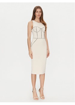 Elisabetta Franchi Sukienka koktajlowa AB-724-51E2-V440 Écru Slim Fit ze sklepu MODIVO w kategorii Sukienki - zdjęcie 181081987