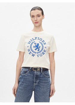 Tommy Hilfiger T-Shirt Reg Crest C-Nk Tee Ss WW0WW41058 Écru Regular Fit ze sklepu MODIVO w kategorii Bluzki damskie - zdjęcie 181082619