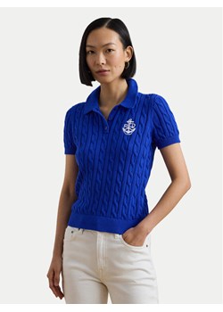 LAUREN RALPH LAUREN Polo 200957581002 Niebieski Slim Fit ze sklepu MODIVO w kategorii Bluzki damskie - zdjęcie 181082699