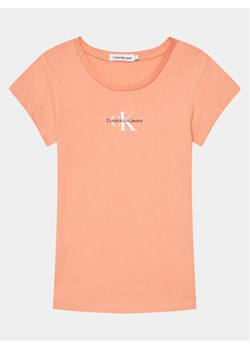Calvin Klein Jeans T-Shirt Micro Monogram IG0IG01470 Różowy Slim Fit ze sklepu MODIVO w kategorii Bluzki dziewczęce - zdjęcie 181083066