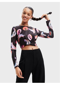 Desigual Bluzka MONSIEUR CHRISTIAN LACROIX Smile 22WWTK76 Czarny Slim Fit ze sklepu MODIVO w kategorii Bluzki damskie - zdjęcie 181084065