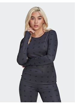 adidas Bluzka Allover Print HL9137 Czarny Slim Fit ze sklepu MODIVO w kategorii Bluzki damskie - zdjęcie 181085165