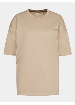 Alpha Industries T-Shirt Essentials 146061 Beżowy Relaxed Fit ze sklepu MODIVO w kategorii Bluzki damskie - zdjęcie 181086129