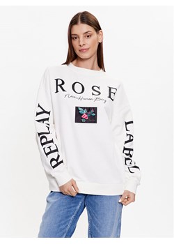 Replay Bluza W3638G.000.23358P Biały Regular Fit ze sklepu MODIVO w kategorii Bluzy damskie - zdjęcie 181088035