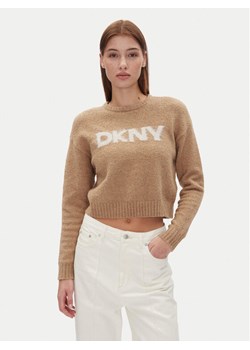 DKNY Sweter DJ4R0424 Beżowy Regular Fit ze sklepu MODIVO w kategorii Swetry damskie - zdjęcie 181090587