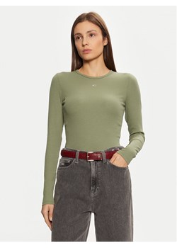 Tommy Jeans Bluzka Essential DW0DW17387 Zielony Slim Fit ze sklepu MODIVO w kategorii Bluzki damskie - zdjęcie 181091678