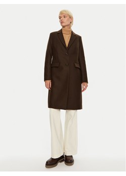 Tommy Hilfiger Płaszcz wełniany WW0WW42738 Brązowy Regular Fit ze sklepu MODIVO w kategorii Płaszcze damskie - zdjęcie 181091726