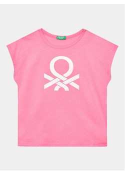 United Colors Of Benetton T-Shirt 3I1XC10C0 Różowy Regular Fit ze sklepu MODIVO w kategorii Bluzki dziewczęce - zdjęcie 181091807