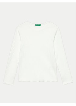 United Colors Of Benetton Bluzka 3F1AC10LI Biały Slim Fit ze sklepu MODIVO w kategorii Bluzki dziewczęce - zdjęcie 181092145
