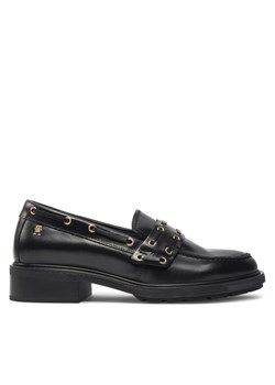 Tommy Hilfiger Loafersy Nautical Eyelets FW0FW08148 Czarny ze sklepu MODIVO w kategorii Lordsy damskie - zdjęcie 181092307