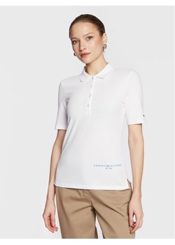 Tommy Hilfiger Polo Logo WW0WW37628 Biały Slim Fit ze sklepu MODIVO w kategorii Bluzki damskie - zdjęcie 181092697