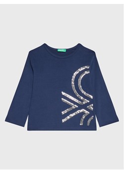 United Colors Of Benetton Bluzka 3ATNC108H Granatowy Regular Fit - id: 0000301248606 - marki United Colors Of Benetton - 181092857 United Colors Of Benetton Bluzka 3ATNC108H Granatowy Regular Fit ze sklepu MODIVO w kategorii Bluzki dziewczęce - zdjęcie 181092857
