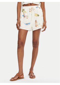 Seafolly Szorty materiałowe Isla Palm 55401-SH Écru Regular Fit ze sklepu MODIVO w kategorii Szorty - zdjęcie 181093536