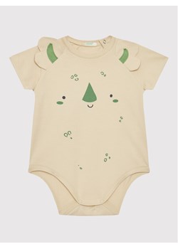 United Colors Of Benetton Body dziecięce 3P4ZAB001 Beżowy Regular Fit ze sklepu MODIVO w kategorii Body niemowlęce - zdjęcie 181094537