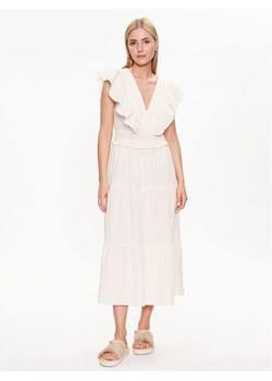 Gina Tricot Sukienka letnia Ruffle dress 20443 Écru Regular Fit ze sklepu MODIVO w kategorii Sukienki - zdjęcie 181094806