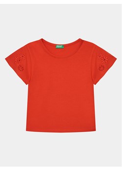 United Colors Of Benetton T-Shirt 3P4ZC10I4 Czerwony Slim Fit ze sklepu MODIVO w kategorii Bluzki dziewczęce - zdjęcie 181096498