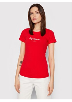 Pepe Jeans T-Shirt New Virginia PL505202 Czerwony Slim Fit ze sklepu MODIVO w kategorii Bluzki damskie - zdjęcie 181098558