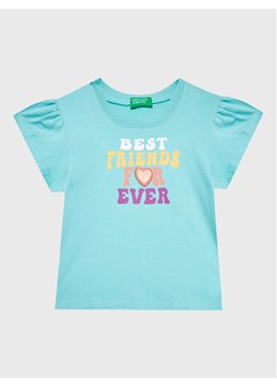 United Colors Of Benetton T-Shirt 3096G107Z Zielony Regular Fit ze sklepu MODIVO w kategorii Bluzki dziewczęce - zdjęcie 181100588
