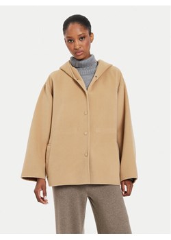 Weekend Max Mara Płaszcz wełniany Gennaio 2425086021 Beżowy Regular Fit ze sklepu MODIVO w kategorii Płaszcze damskie - zdjęcie 181100649
