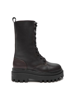 Calvin Klein Jeans Sztyblety Flatform Lace Up Boot Mg Lth YW0YW01544 Brązowy ze sklepu MODIVO w kategorii Botki - zdjęcie 181100655