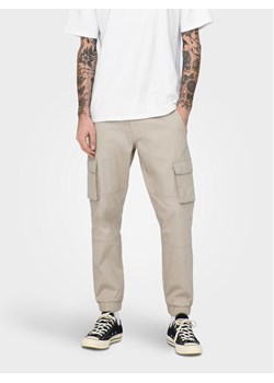 Only & Sons Spodnie materiałowe Cam 22016687 Beżowy Tapered Fit ze sklepu MODIVO w kategorii Spodnie męskie - zdjęcie 181101956