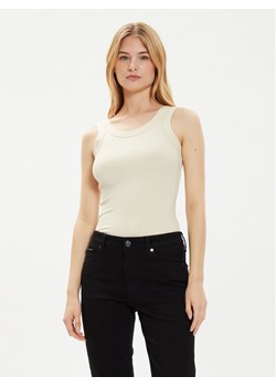 Calvin Klein Top K20K207190 Beżowy Slim Fit ze sklepu MODIVO w kategorii Bluzki damskie - zdjęcie 181102787