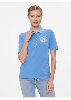Tommy Hilfiger Polo Reg Crest Emb Polo Ss WW0WW41061 Niebieski Regular Fit ze sklepu MODIVO w kategorii Bluzki damskie - zdjęcie 181102799