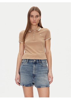 Tommy Hilfiger Polo Feminine Sporty Slim Polo Ss WW0WW44517 Khaki Regular Fit ze sklepu MODIVO w kategorii Bluzki damskie - zdjęcie 181103857