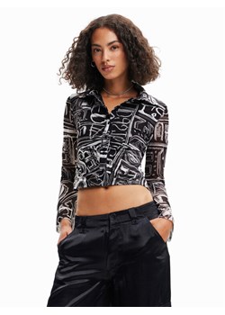 Desigual Koszula Lettering 23SWTKBZ Czarny Slim Fit ze sklepu MODIVO w kategorii Koszule damskie - zdjęcie 181104419
