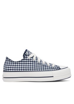 Converse Trampki Chuck Taylor All Star Lift Platform Gingham A13664C Granatowy ze sklepu MODIVO w kategorii Trampki damskie - zdjęcie 181104737