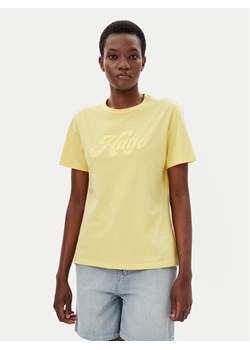 HUGO T-Shirt Damacia_4 50539101 Żółty Regular Fit ze sklepu MODIVO w kategorii Bluzki damskie - zdjęcie 181105126
