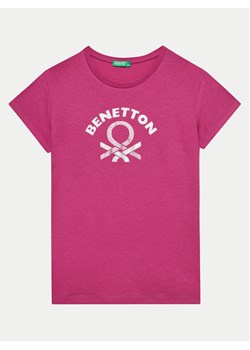 United Colors Of Benetton T-Shirt 3I1XC10JQ Różowy Regular Fit ze sklepu MODIVO w kategorii Bluzki dziewczęce - zdjęcie 181106296