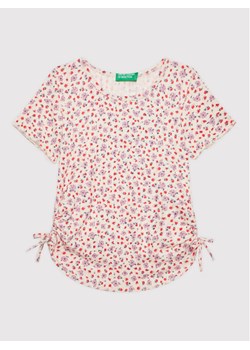 United Colors Of Benetton T-Shirt 3JKNC102M Różowy Slim Fit ze sklepu MODIVO w kategorii Bluzki dziewczęce - zdjęcie 181106915