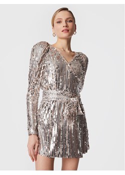 ROTATE Sukienka koktajlowa Sequin RT2259 Srebrny Slim Fit ze sklepu MODIVO w kategorii Sukienki - zdjęcie 181107199