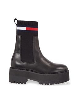 Tommy Jeans Sztyblety Tjw Flatform Chelsea Sock EN0EN02301 Czarny ze sklepu MODIVO w kategorii Botki - zdjęcie 181107908