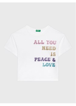 United Colors Of Benetton T-Shirt 3096C10AV Biały Regular Fit ze sklepu MODIVO w kategorii Bluzki dziewczęce - zdjęcie 181108948