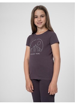 4F T-Shirt 4FJSS23TTSHF387 Fioletowy Regular Fit ze sklepu MODIVO w kategorii Bluzki dziewczęce - zdjęcie 181110617