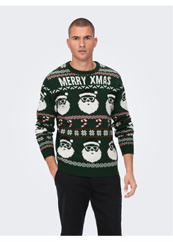 Only & Sons Sweter Xmas Santa 22023994 Zielony Regular Fit ze sklepu MODIVO w kategorii Swetry męskie - zdjęcie 181111197