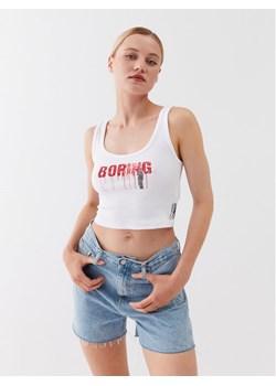 Guess Top W3YP50 KA0H1 Biały Cropp Fit ze sklepu MODIVO w kategorii Bluzki damskie - zdjęcie 181112055